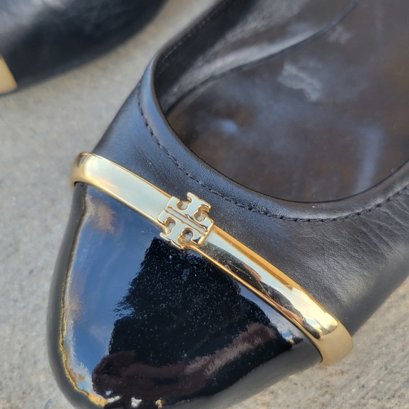 Tory Burch Pacey Cap Toe Black Patent Leather Ballet Flat Women's Size 9.5 - Picture 3 of 8